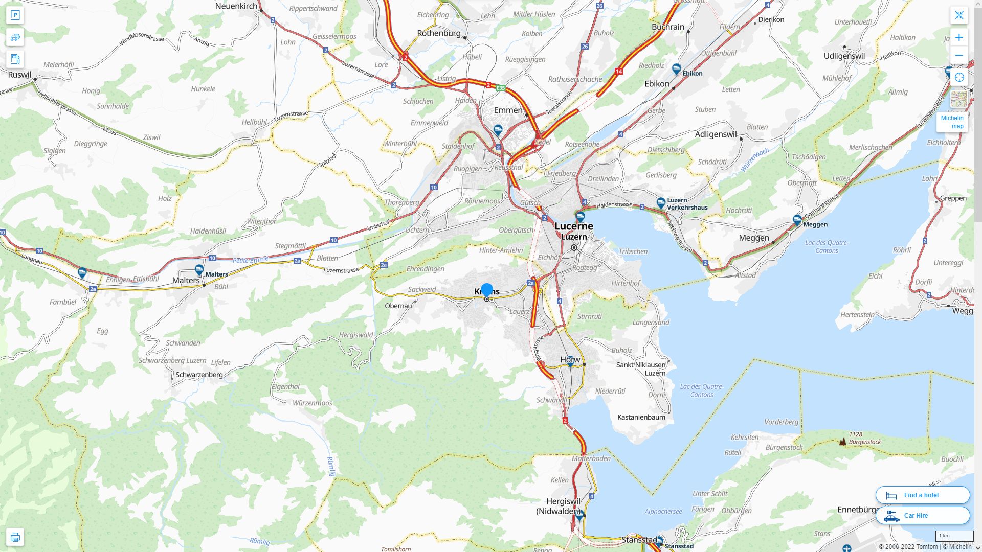 Kriens Suisse Autoroute et carte routiere